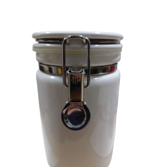Vintage NOB Bee House Japan White Ceramic Airtight Canister 7" Kitchen Storage - Picture 7 of 12